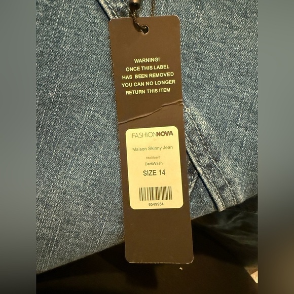 Fashion Nova Maison Skinny Jean Stripe Detail Medium Wash Size 14 New with Tag - Picture 3 of 3